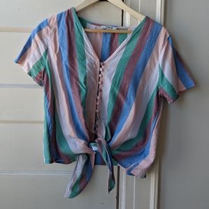 Madewell striped tie-front shirt